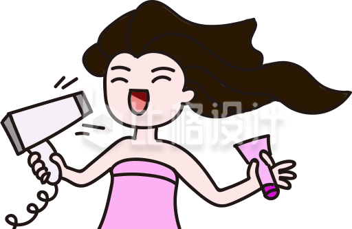 手持吹风机的可爱女孩形象美妆宣传图 手持吹风机的可爱女孩形象美妆宣传图