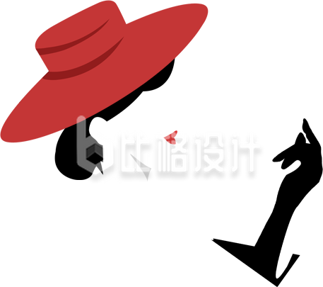 戴红帽的优雅女性形象 时尚宣传海报设计