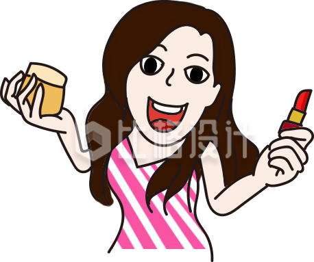 手持美妆产品的卡通女孩形象宣传物料
