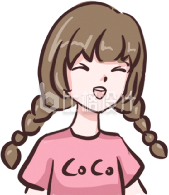 扎双马尾穿粉色T恤的可爱卡通女孩形象