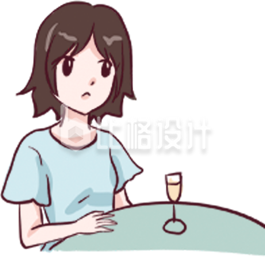 身着浅蓝上衣的女子坐在桌前 表情凝重