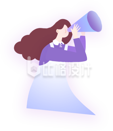 手持喇叭的女性形象宣传物料设计图