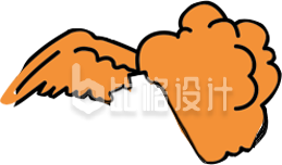 橙色翅膀图案 趣味装饰物料