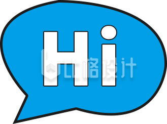 可爱蓝色气泡图案中简洁的Hi”问候语 可爱蓝色气泡图案中简洁的Hi”问候语