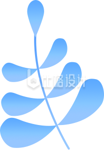 蓝色简约树叶图案，清新绿植装饰素材