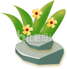 清新绿植配石块装饰素材，尽显自然之美