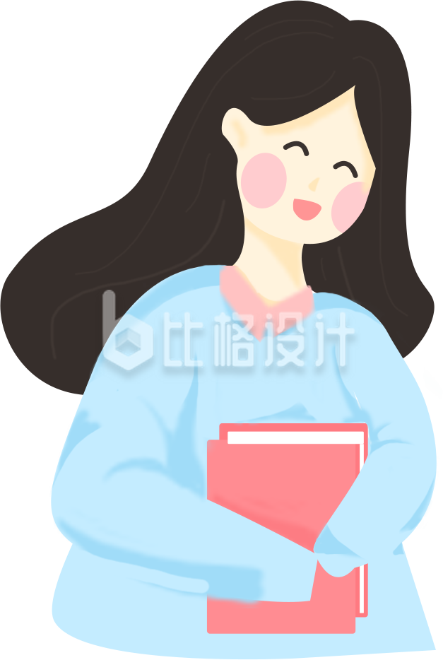 怀抱书本的女孩形象 用于教学宣传物料