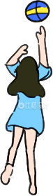 运动女孩活力满满打排球的漫画卡通形象