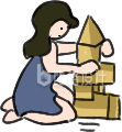 可爱女孩专注搭建积木 趣味游戏欢乐多