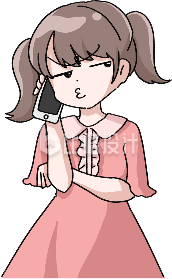 可爱女孩打电话形象图，适合多种宣传物料