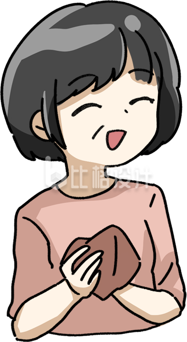 双手捧物的可爱卡通人物形象插画