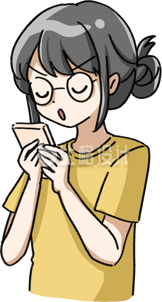 戴眼镜女生手持手机形象图