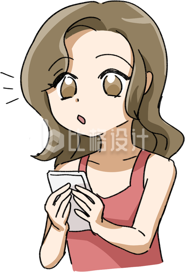 手持数码产品的女性形象卡通图