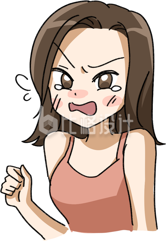 骂骂咧咧哭泣女孩简约插画