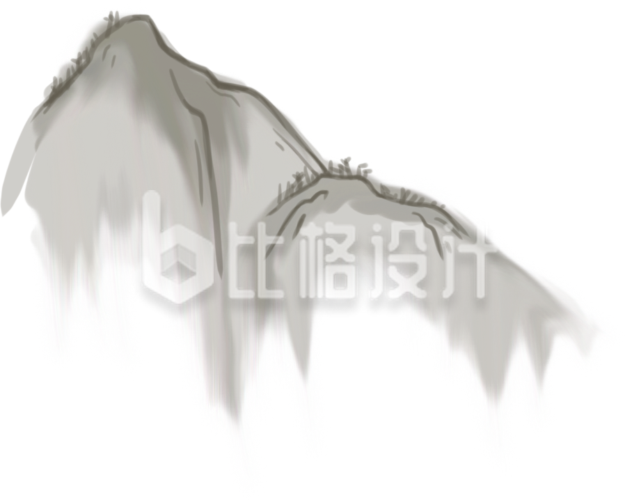 简约山水水墨插画