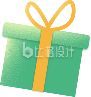手绘绿色礼物礼盒
