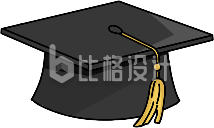 手绘卡通学士帽