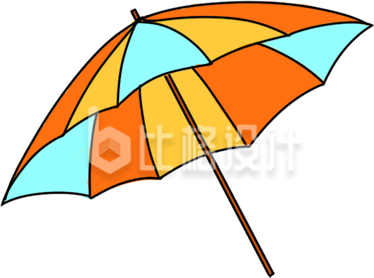 手绘卡通椅子遮阳伞插画