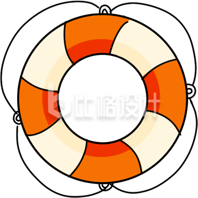手绘卡通游泳圈插画