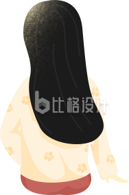 简约背影美女插画