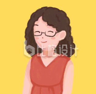 简约老师戴眼镜插画