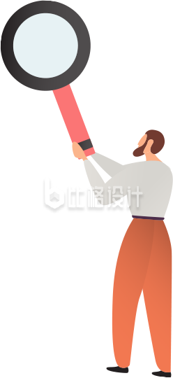 人物举着放大镜