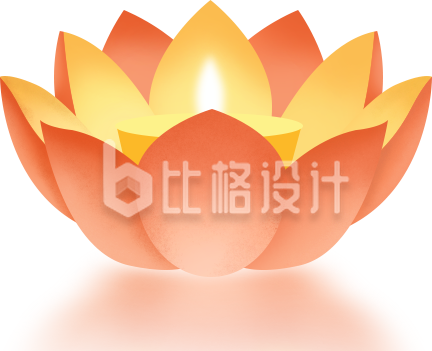 简约卡通荷花河灯插画