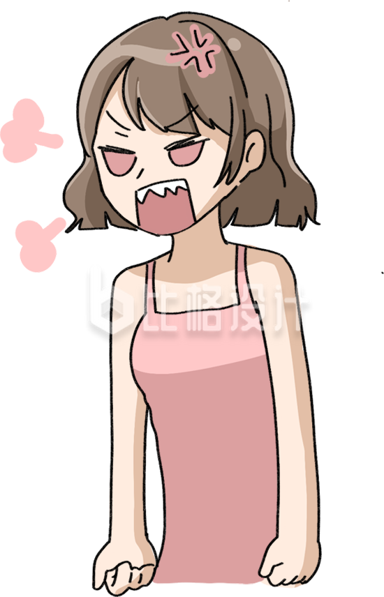 简约卡通生气女孩子插画