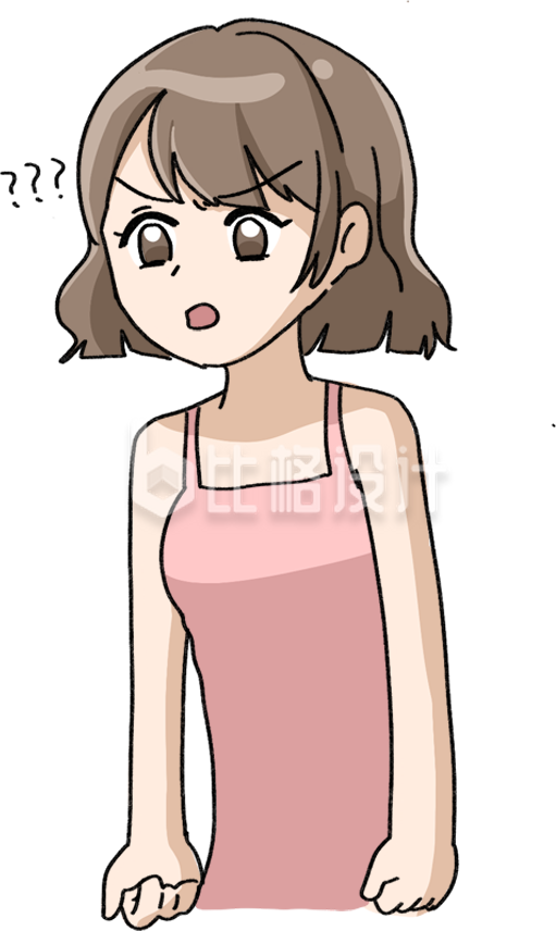 简约卡通女孩子疑问号插画