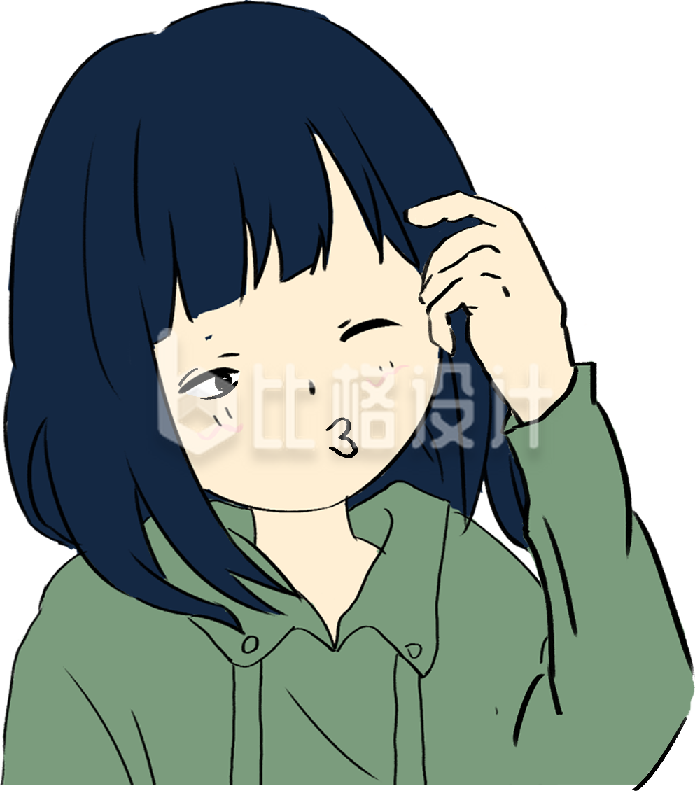 简约卡通嘟嘴小女孩插画