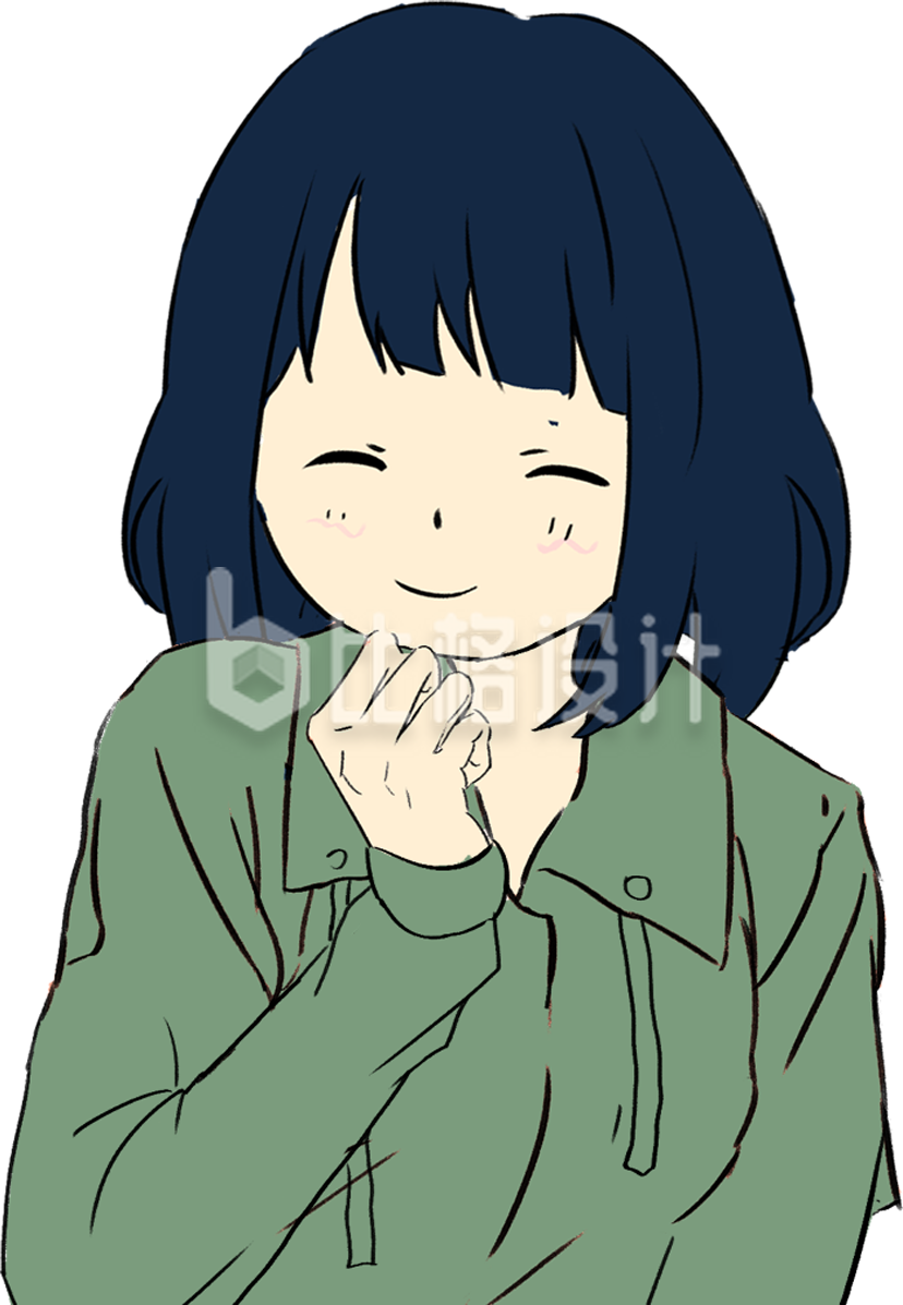 简约卡通害羞小女孩插画