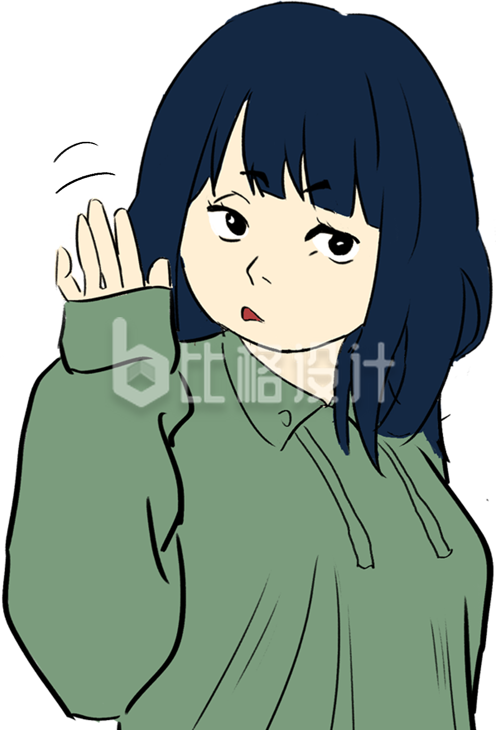 简约卡通招手可爱插画