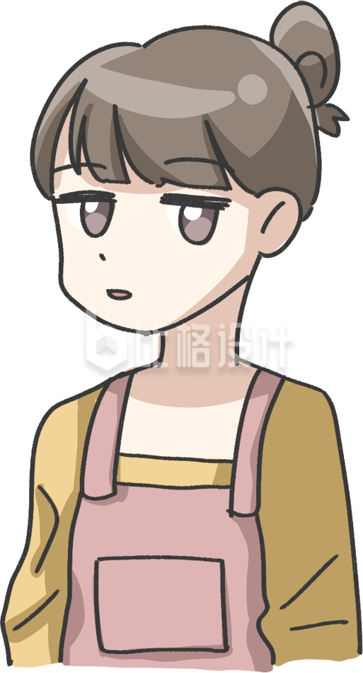 简约卡通无语女孩插画