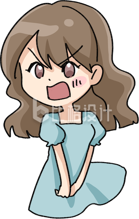 简约卡通生气小女孩插画
