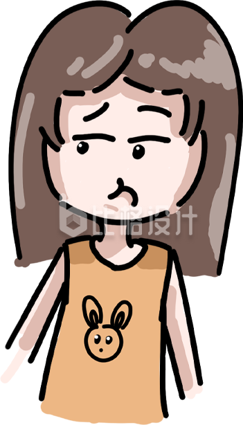 简约卡通无语女孩插画
