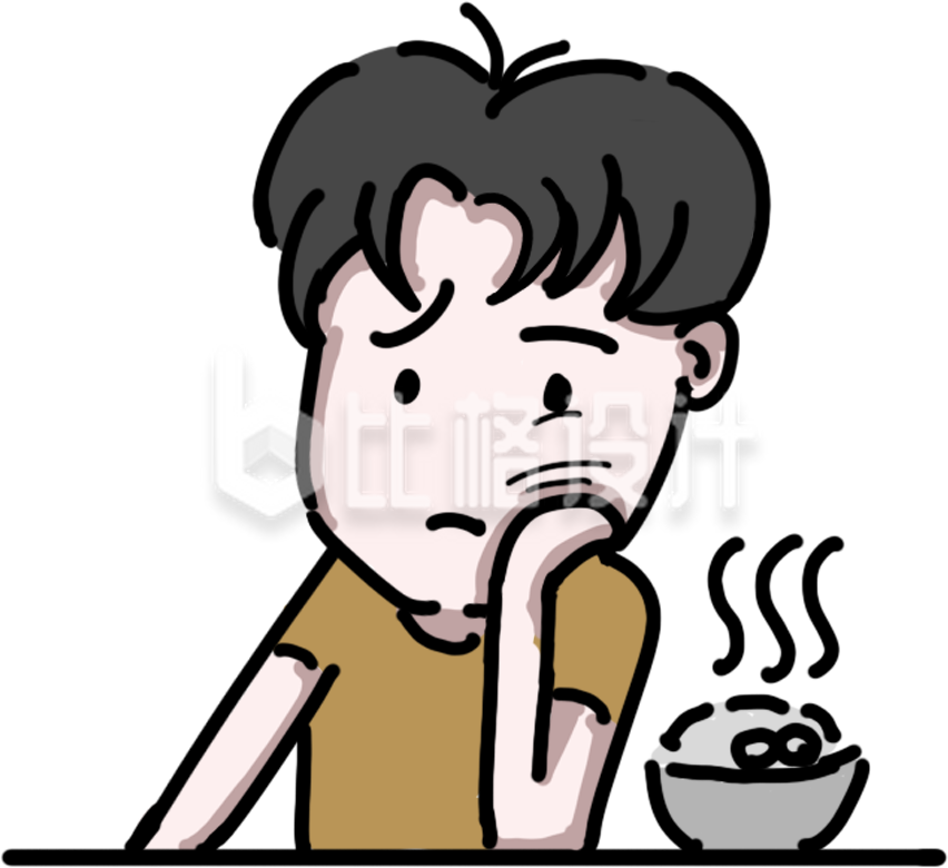 简约卡通男孩泡面插画