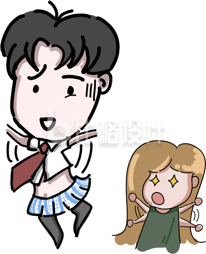 简约卡通女孩男孩可爱插画