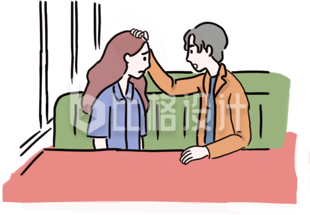 简约卡通男孩女孩公交车插画