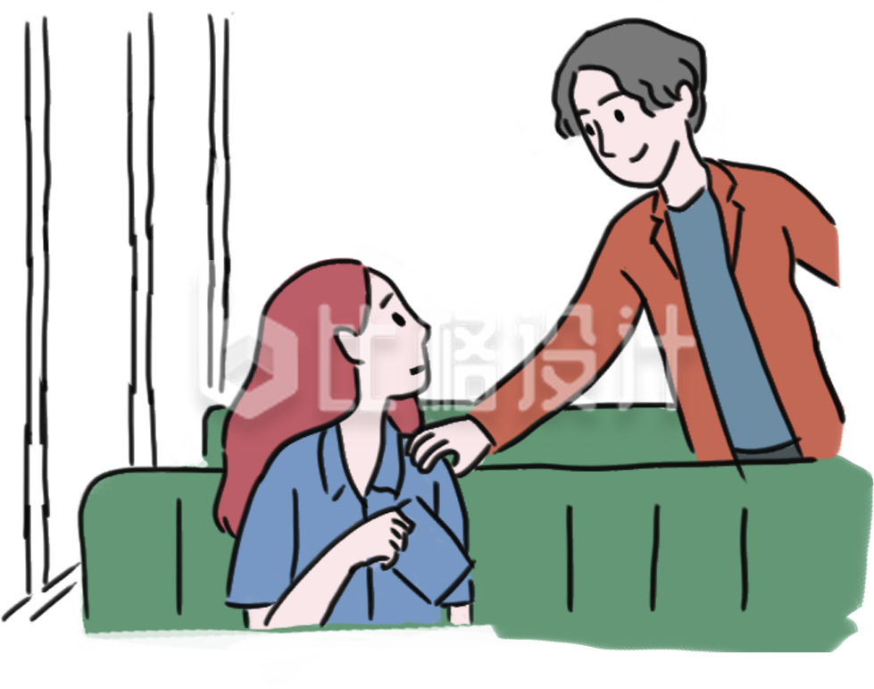 简约卡通男孩女孩公交车插画