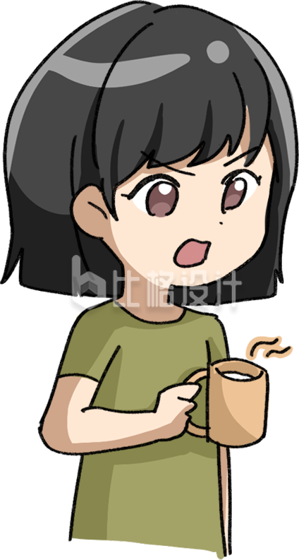 简约卡通拿水杯女孩插画