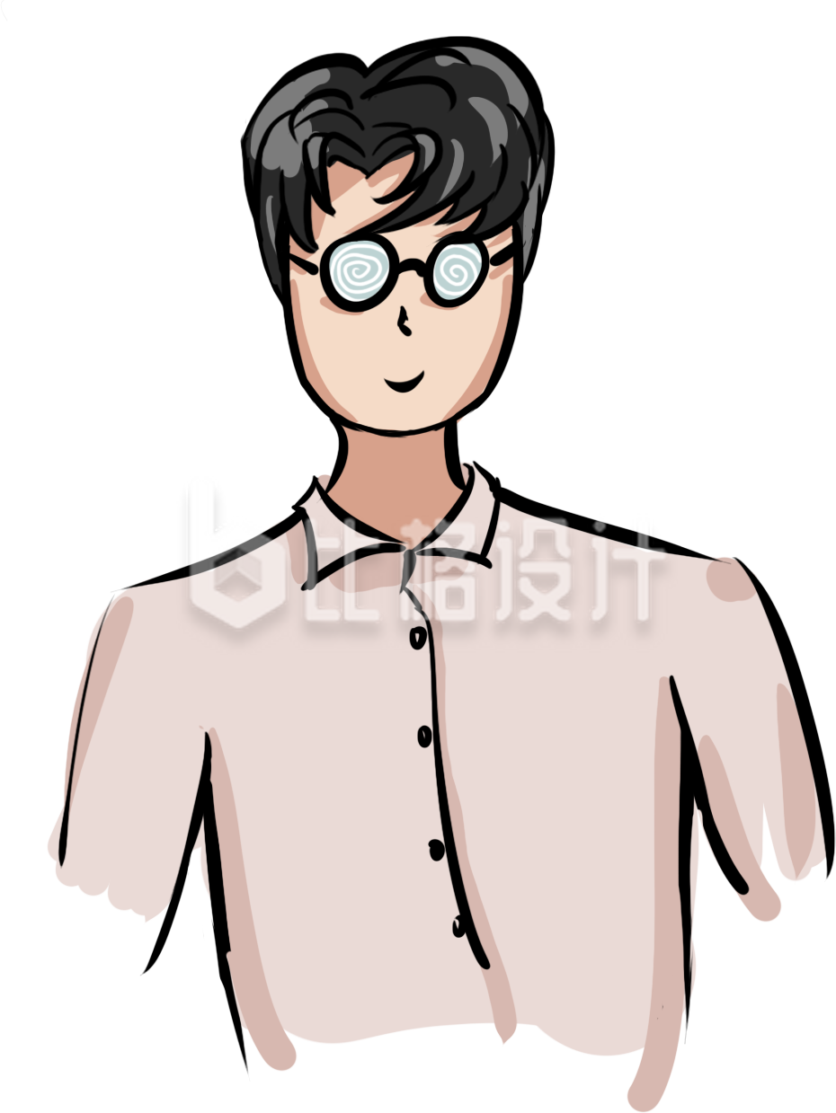 简约卡通戴眼镜男孩插画