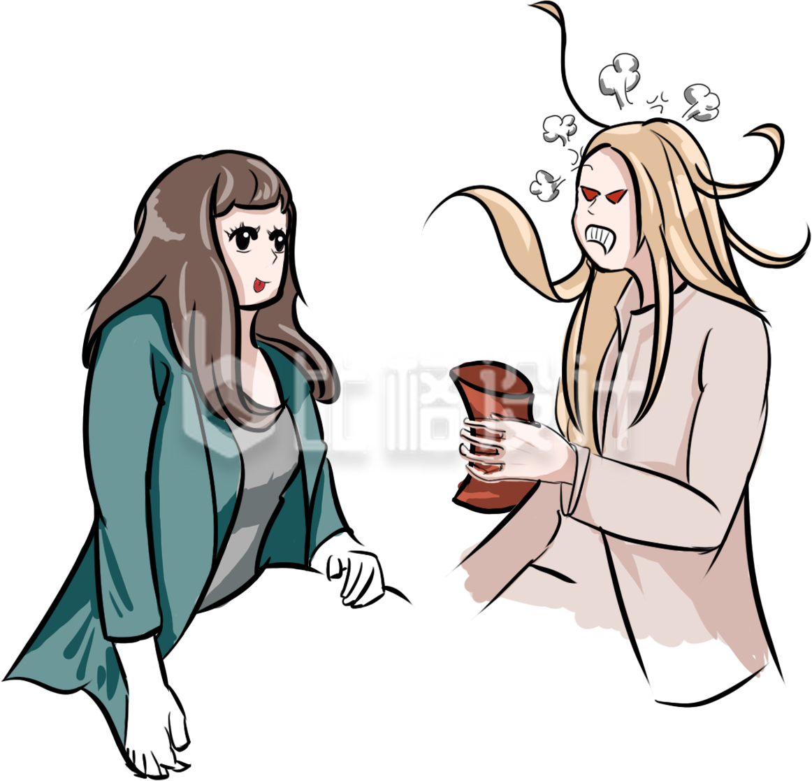 简约两个漂亮美女插画