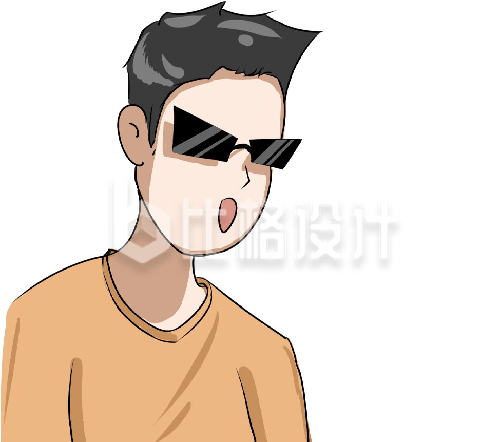 简约戴墨镜男废话插画