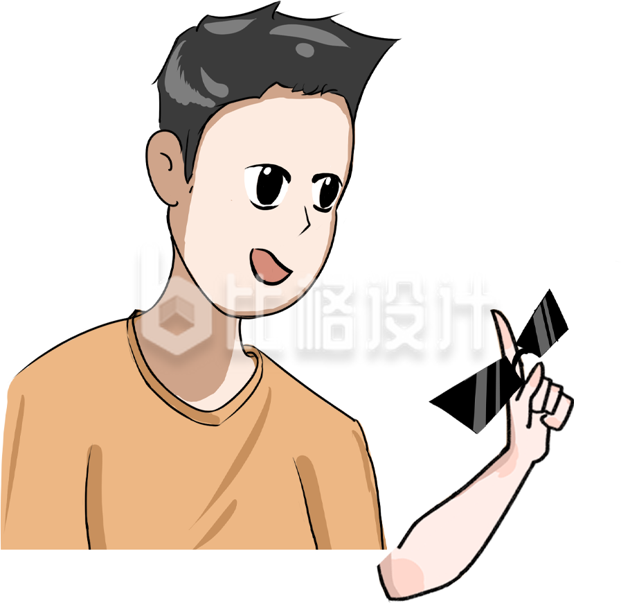 简约卡通戴眼镜男插画
