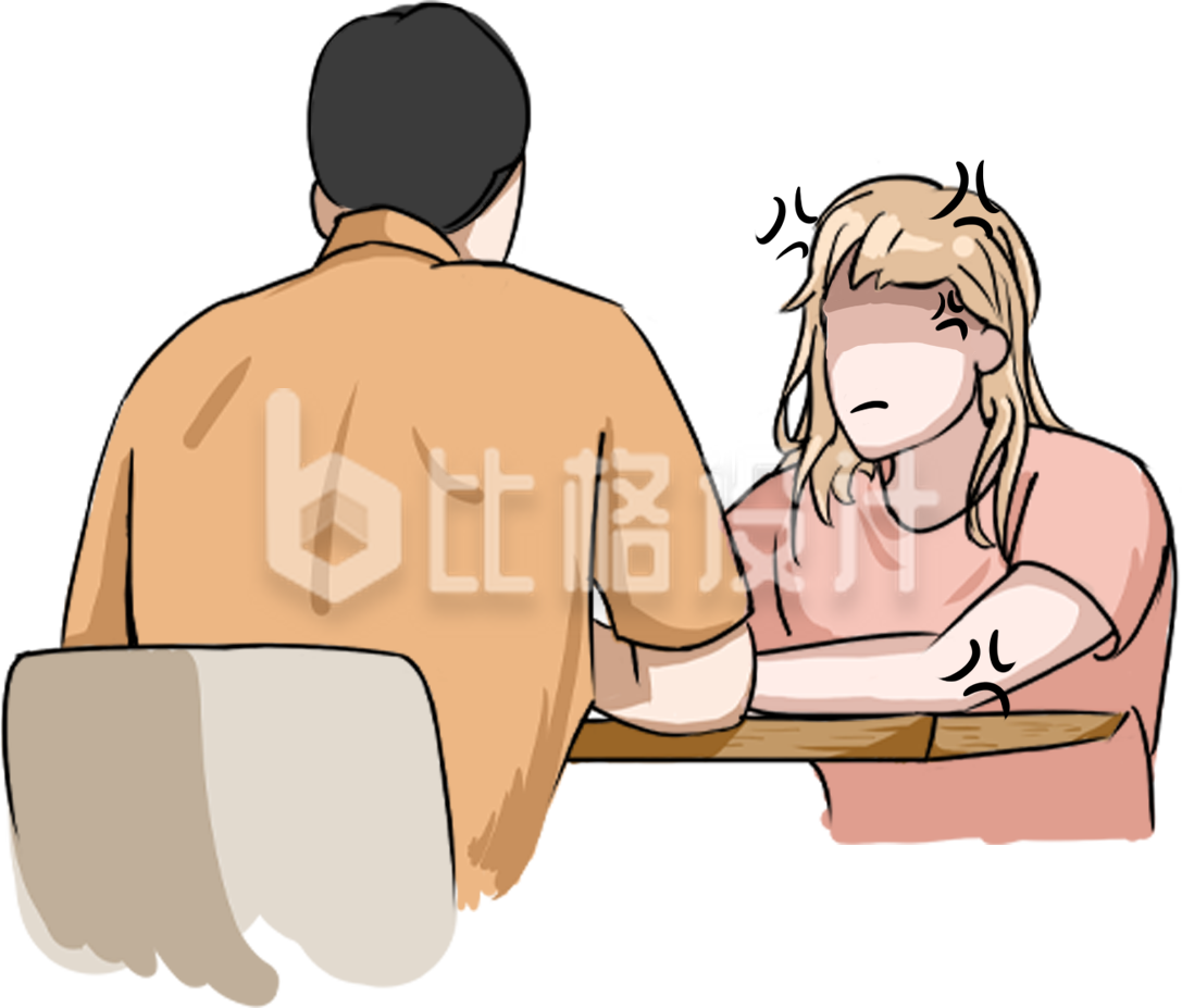 简约卡通吃饭生气插画