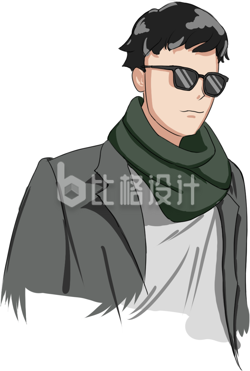 简约戴眼镜男插画