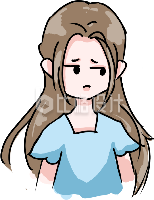 简约卡通难过女孩插画