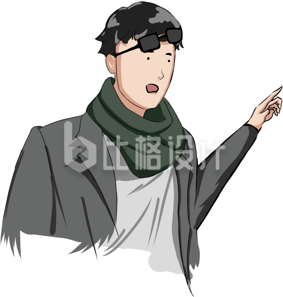 简约卡通男戴墨镜插画