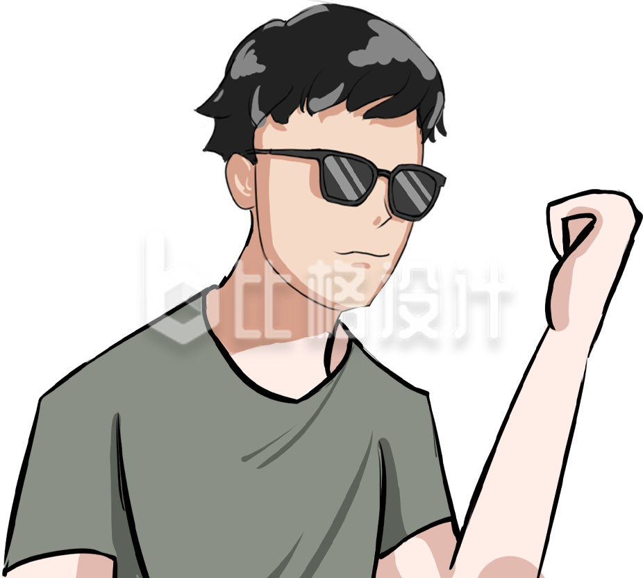 简约卡通戴墨镜励志男插画 简约卡通戴墨镜励志男插画