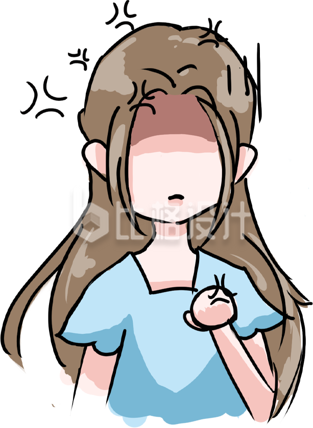 简约卡通女孩生气插画